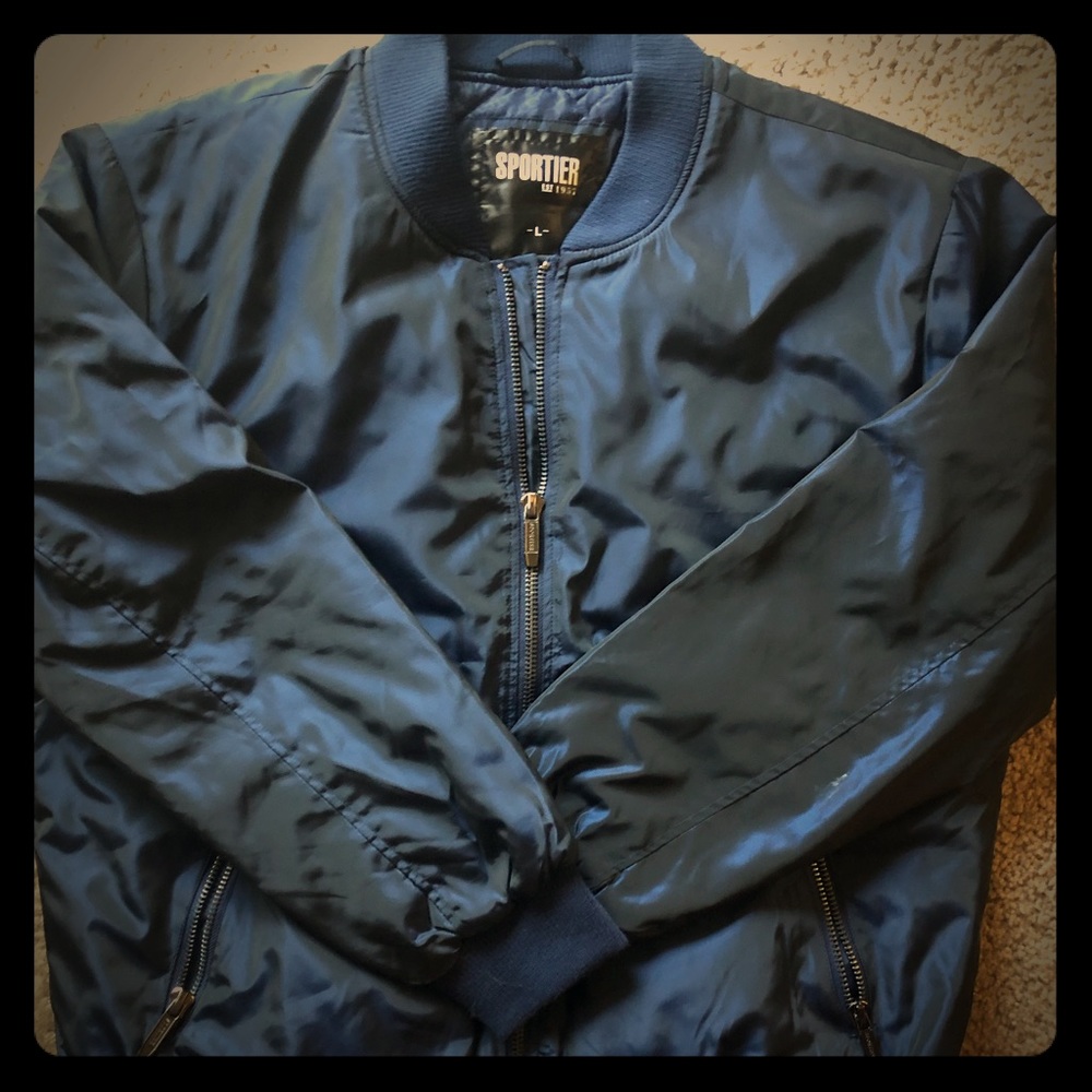 Men’s Bomber Jacket Sz Large Navy Water/Windoroof